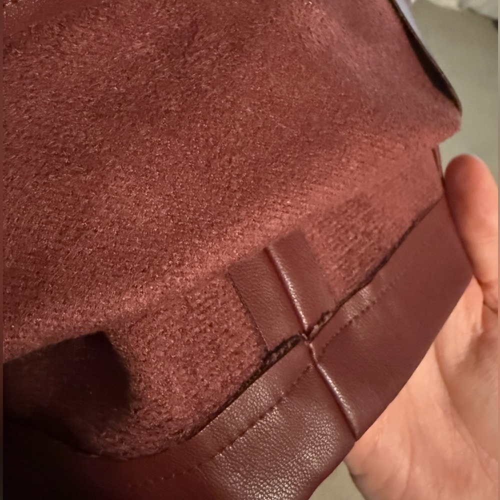 Zara: Maroon asymmetrical faux leather dress - Picture 9 of 9